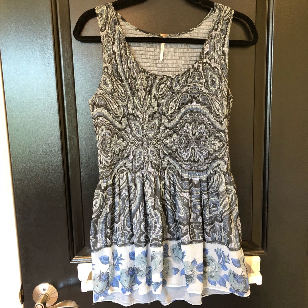 Free People Blue Paisley Top